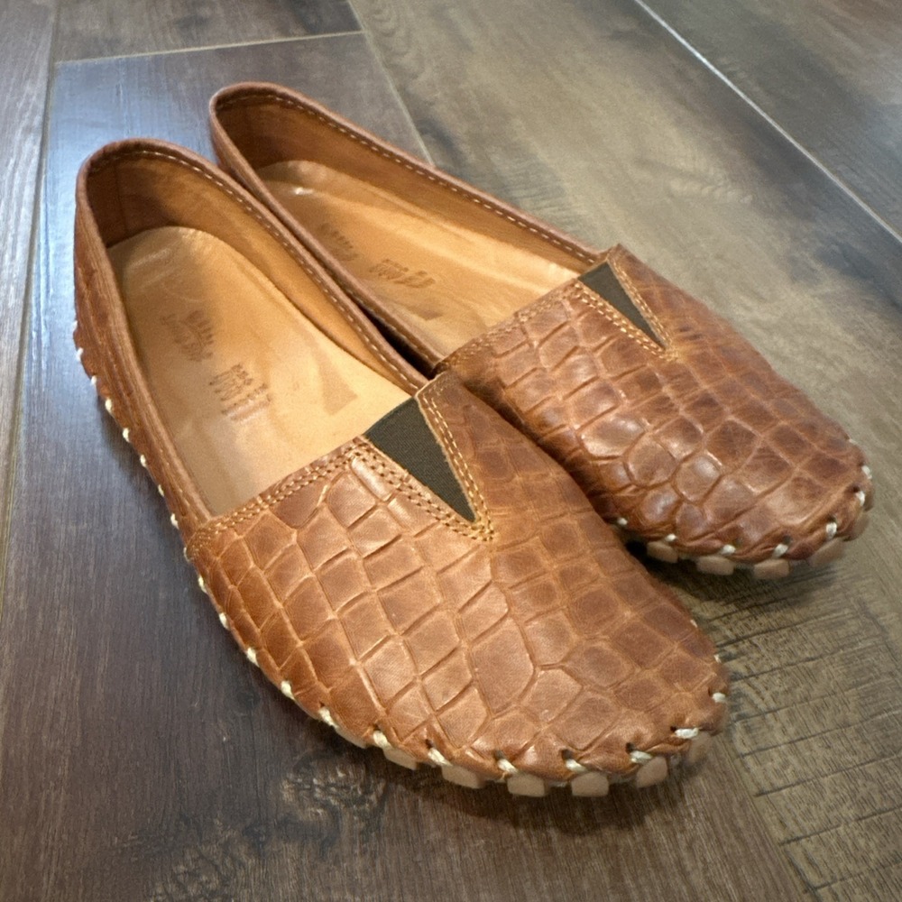 Spring Step Kathaleta Croco Shoes Flats Womens Sz EU38 US7.5/8Brown SpiceLeather